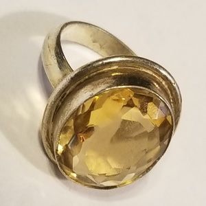 VINTAGE Artisan Crafted Natural Citrine in Silver